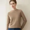 Suéter 100% caxemira pura, novo suéter de gola redonda feminino para outono e inverno, suéter básico de tricô liso solto, suéter quente