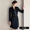 Vestido Negro Asimétrico Aishangchen para Mujer Primavera Estilo Pequeño Aroma Ropa de Trabajo Falda Traje Falda Estilo Ligeramente Maduro