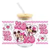 Mickey Mouse Transfer UV DTF Cristal Transparente Copo de Vidro com Adesivo 16oz Especial À Prova d'Água Resistente a Arranhões Atacado Transfronteiriço