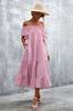 Coleção Nova Primavera/Verão 2026 Site Independente Wish Ebay Bestseller Clássico Vestido Xadrez Ombro a Ombro com Barra Larga para Mulheres