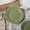 Venta al por mayor Simple Color Sólido Flor en Relieve Nudo verde aguacate Plato para Bistec Comida Occidental Pasta Desayuno Plato Sanming