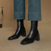 Parece que estou andando nas nuvens! Eu amo estes cada vez mais a cada uso! 25 Botas de tornozelo elásticas quadradas de salto grosso retrô para Outono/Inverno, botas de salto alto afinadoras, botas de cano curto