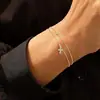 Nuevo Pulsera de Oro de 14K Estilo Ins de Amazon Pulsera de Zirconia Cadena de Perlas Millet Pulsera de Tres Piezas Tendencia Elegante