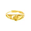 Nuevo Modelo de Anillo Abierto Corazón a Corazón de Oro Arena Vietnamita, Mismo Estilo que en las Joyerías, Diseño Popular en Xiaohongshu, Se Puede Quemar para Crear un Diseño Único