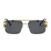 Gafas de Sol Redondas con Borde Cortado Doble Puente Cabeza de Leopardo para Hombres y Mujeres Gafas de Sol Anti-UV Gafas de Sol de Moda para Hombres Gama Alta