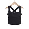 Estilo europeo y americano chica sexy top de tirantes de tirantes anchos para mujer sexy puro espalda cruzada sin espalda chaleco corto básico