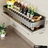 Estante de Almacenamiento para Cocina Estante para Especias Acero al Carbono Sin Taladro Montado en Pared Estante de Pared para Condimentos Portacuchillos de Cocina