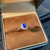 Anel de prata de lei S925 inspirado em Diana com espinélio de cobalto de 1 quilate e diamante de ovo de pombo, design de nicho, alta qualidade