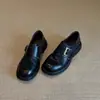 Versão em Couro de Vaca ~ Couro Genuíno Estilo Britânico Retrô Sapatos Pequenos de Couro com Solado Espesso para Aumentar a Altura para Mulheres Novas Sapatilhas com Fivela Quadrada Mocassins de Salto Grosso