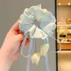 Elástico de Cabelo com Laço de Flor Tulipa Estilo Coreano para Meninas, Corda de Cabelo de Alta Elasticidade para Rabos de Cavalo e Coques