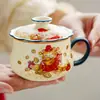 Xícara de Chá de Cerâmica Branca do Fabricante com Design de Gato para Boa Sorte, Caneca com Tampa para Separação de Chá e Água, Xícara Individual