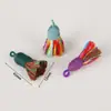 Pingente de Borla Pequena de Fio de Algodão Enrolado à Mão Estilo Xizang, Material para Pulseira DIY Feito à Mão, Ornamento de Borla Curta com Tampa Rosqueada