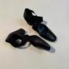 Versión de piel de oveja~Nuevos zapatos de tacón alto de ballet versátiles estilo vintage para mujer con tacones gruesos, tiras cruzadas, diseño hueco, sandalias casuales de punta cerrada
