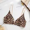 Sujetador de Tirantes Finos con Estampado de Leopardo para Mujer, Suave, sin Aros, de Espalda Bonita, Push-Up para Pecho Pequeño, Transpirable