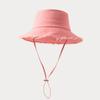 Sombrero de pescador de color sólido con cuerda para sombrero, ala grande lavada con rebaba tipo Hyun-a, transfronterizo, sombrero solar coreano todo partido