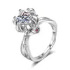 Anel Feminino Aberto Quadrado Seis Garras Fornecimento ao Vivo Atacado Fabricante Diamante Moissanite Sintético Super Brilhante 0,05kg Quilate