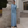 Roupas Femininas Francesas 2025 Outono Nova Moda Elegante Slim Cintura Plissada Vestido Irregular de Manga Comprida Atacado