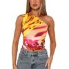 Comercio Exterior Transfronterizo Ropa de Mujer Verano Nuevo Estilo Estilo Europeo y Americano Sexy de un Solo Hombro Sin Mangas Plisado Adelgazante sin Hombros Camiseta sin Mangas