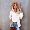 2025 Transfronterizo Europeo y Americano Wish Amazon Nueva Camisa de Otoño e Invierno para Mujer Color Sólido Solapa Acanalada Chaqueta Casual para Mujer