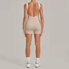 Body de Peça Única com Cor de Contraste de Outono Escovado e Costas Vazadas, Roupa Esportiva Fitness Justa para Corrida, Exercício e Yoga para Mulheres 6377