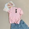 Camiseta de Manga Corta Jacquard de Lyocell Estilo Casual con Dibujo de Pony para Mujer, Top Sencillo Versátil de Color Sólido de Alta Gama para Verano, Hombro Normal