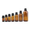 Frasco de óleo essencial marrom 5ml/10ml tampa anti-roubo de rosca frasco dosador de sérum frasco cosmético com conta-gotas frasco de amostra