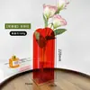 Florero de Acrílico Transparente de Gama Alta Adorno de Decoración de Escritorio Arreglo Floral para Sala de Estar Flores Cultivadas en Agua Florero Transparente de Colores