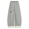 Pantalones Casuales de Lana de Cordero Estilo Americano con Borde Enrollado y Abalorios de Estrella para Hombres y Mujeres, Invierno Holgados Forrados de Felpa Moda Cálida de Pierna Ancha