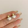 Pendientes de botón sencillos Dongdaemun de Corea del Sur, pendientes de viajero de moda retro Golden Bean, diseño de nicho, pendientes de alta calidad