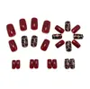 Uñas Postizas de Longitud Media con Estampado de Leopardo para Comercio Exterior, Estilo Cuadrado Europeo, Estilo Dulce y Fresco para Chicas, Uñas Desmontables Portátiles, Exclusivamente para Suministro Transfronterizo