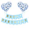 Feliz aniversário banner douramento carta rabo de peixe bunting puxar bandeira puxar flor decoração do partido lantejoulas azul balão terno
