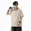 Camiseta Casual de Retalhos Xadrez em Cores Contrastantes com Manga Curta para Homens e Mulheres 2026 Verão Novo Estilo Gola Polo Camiseta de Manga Meia
