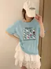 Camiseta de Algodão com Floco de Neve, Gola Redonda, Corte Justo, Mangas Curtas Versáteis, Segunda Remessa de Verão, Em Estoque para Atacado, Vendas de Alto Volume na Loja Física