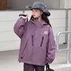 Jaqueta corta-vento com capuz infantil Primavera Outono Novo Estilo Unissex Crianças Exterior Casual Jaqueta Solta Versátil Tendência Roupas de Outono