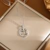 [Aço Titânio] Diamante Completo Luz CD Temperamento de Luxo Completo Diamante Deslumbrante Colar Feminino Celebridade da Internet Corrente de Clavícula Versátil Aço Titânio Não Cai