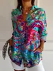 Camisa de manga de siete puntos con hombro descubierto para mujer transfronteriza, tendencia de verano europea y americana, estampado floral, impresión 3D