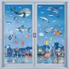 Adesivos de Janela de Animais Marinhos Atacado, Adesivos Estáticos Fofos de Animais em Aquarela Temáticos para Decoração de Janelas e Vidros de Parede