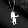 Collar de Acero Inoxidable Ins Pulgares Arriba Divertido Animal de Dibujos Animados Personalizado Hip-Hop Mejor Amigo Gatito Cachorro Bestie Colgante