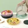 Plato de Comida Reductor de Grasa de Tres Compartimentos de Aspecto Premium Transfronterizo, Plato Redondo para Raciones de Desayuno, Plato Separador de Verduras y Frutas para Comida Postparto