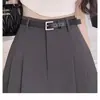 Pantalones Cortos de Traje de Gasa Negra para Mujer Verano Delgados Plisados Pantalones de Falda Cintura Alta Línea A Adelgazantes Sueltos Pierna Ancha Pantalones Casuales