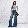Jeans retro de tiro alto elásticos con forro de felpa engrosados para mujer, estilo nuevo otoño/invierno 2026, adelgazantes y cálidos, de campana