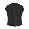 Tops de manga corta de moda marca Z para mujer, súper populares en AliExpress, estilo europeo y americano, blanco y negro, dulce ZA