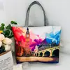 Bolso de Hombro Nuevo Estampado, Bolso de Lona para Mujer de Mano, Bolso Tote Estilo Coreano de Gran Capacidad, Bolso Artístico para Estudiante