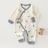 Mameluco de Mariposa para Bebé Recién Nacido 0-6 Meses Estilo Todas las Estaciones Clase A Algodón Puro Pijama Body Protección de Barriga de Bebé Cuello Asimétrico Una Pieza
