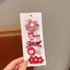 Horquilla Roja Infantil para Festival de Primavera, Pin de Tela Roja con Puntos Blancos Lindo para Niña con Lazo, Horquilla con Ambiente de Año Nuevo