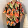 Camisa floral hawaiana para hombre, estilo fino de verano, estilo Hong Kong, marca de moda, top casual y elegante de manga corta