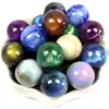 16mm Contas de Olho de Gato Iridescente Artesanais com Contas de Pintura a Óleo em Resina Contas Soltas Contas para Pulseira Acessórios para Joias DIY Atacado