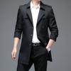 Novo Casaco Trench Masculino de Primavera e Outono Comprimento Médio Estilo Coreano Ajuste Slim Jaqueta Abotoamento Duplo Gola de Terno Manga Longa Masculina