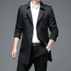 Otoño 2026 Nuevo Gabardina para Hombre Tendencia de Negocios Chaqueta de Longitud Media Casual de Doble Botonadura para Hombre Ropa de Hombre