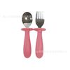 Venta Caliente Transfronteriza Comida para Bebés Lista para Usar Grado Alimenticio Diseño Anti-Atragantamiento Acero Inoxidable Portátil Juego de Tenedor y Cuchara de Entrenamiento para Alimentos Complementarios